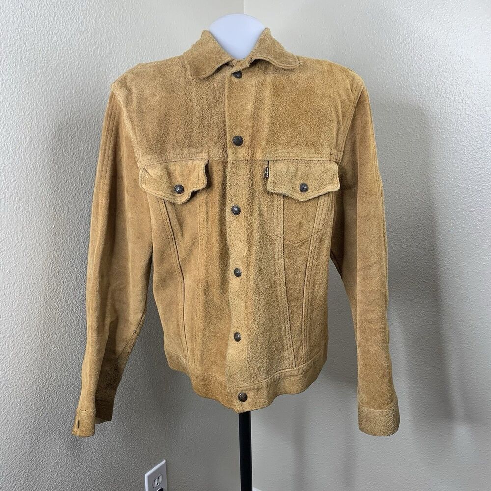 1960's Levi's BIG E Vtg Brown Cowhide Suede Leather Western Field Trucker Jacket